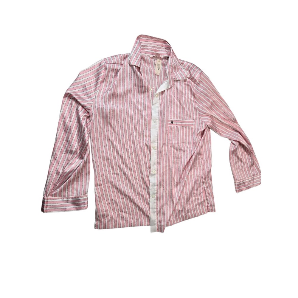 Victoria's Secret Pink‎ White Satin Stripe Pajama Top S/P NWT